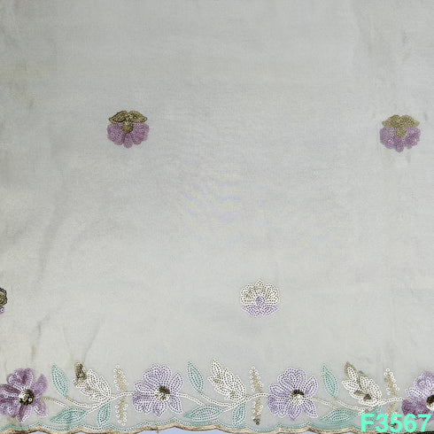 Dyeable Thread Sequins Work Shimmer Tissue Fabric-F3567